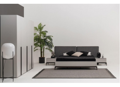 Bed Cushion Design Luxury Double Hotel Beds Wood Furniture Light Gray Loft