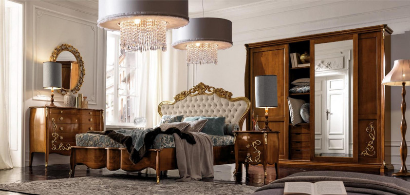 Bedroom set hotel design bedroom luxury bed nightstand dresser 6-piece set