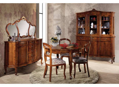 Round dining table, extendable luxury tables, wood, Italian furniture.