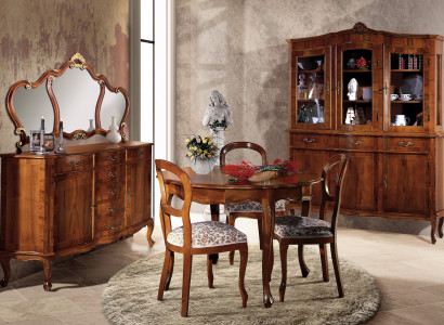 Round dining table, extendable luxury tables, wood, Italian furniture.