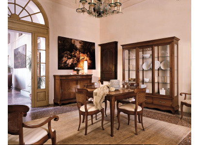 Suite Set Table 4x Chairs Chair Display Cabinet Set Sideboard Dining Group 7-piece Dining Room
