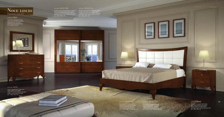 Set of 6-piece Bedroom Bed Nightstand Wardrobe Dresser Mirror Suite