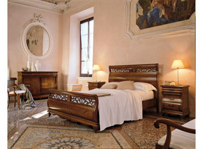 Bedroom furniture set 4-piece. Bed, 2 nightstands, dresser, solid wood design furniture.