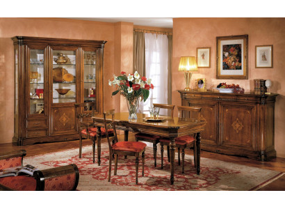 Dining Room Set 7pcs Wood Furniture Sideboard 4x Chair Table Display Cabinet New