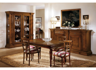 Complete dining table with 4 chairs dining room set dining group wood set display case sideboard