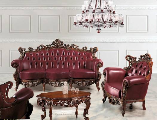 Luxury Furniture Sofa Set Couch Sofa Upholstery 3 + 1 Seater Coffee Table Wood 3-piece set.