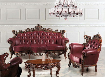Luxury Furniture Sofa Set Couch Sofa Upholstery 3 + 1 Seater Coffee Table Wood 3-piece set.