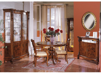 Luxury Dining Room Set 6-Piece Wood Furniture Sideboard 3x Chair Table Display Cabinet New