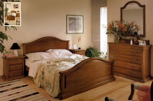 Bed nightstand cabinet wardrobe bedroom dresser natural wood new set 5-piece.