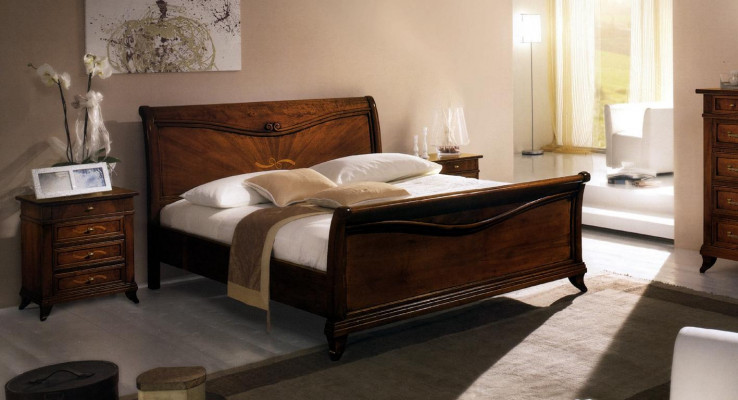 Classic bed luxury furniture beds bedroom furnishings nightstand 2x 3-piece set.