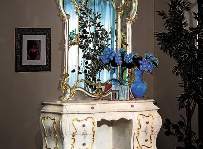 Classic Mirror Dressing Table Console Table White Wood Bedroom Furniture 2pcs