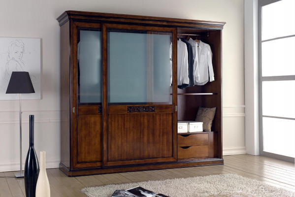 Sliding door wardrobe furniture furnishings wood Italian bedroom wardrobes