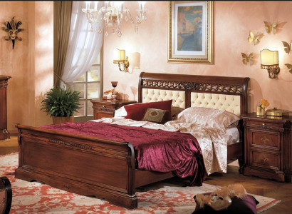 Bedroom bed nightstand wardrobe dresser hotel double new set 3-piece.