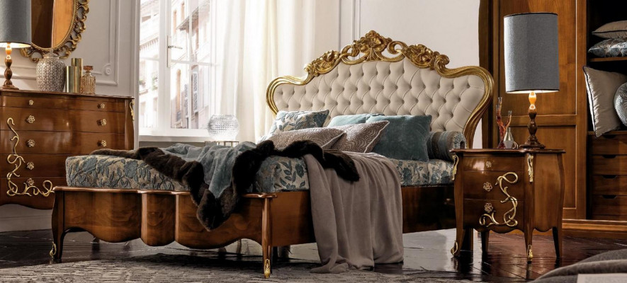 Bedding Set Bed Luxury Classic Bedroom Hotel Bed Baroque Furniture Wood