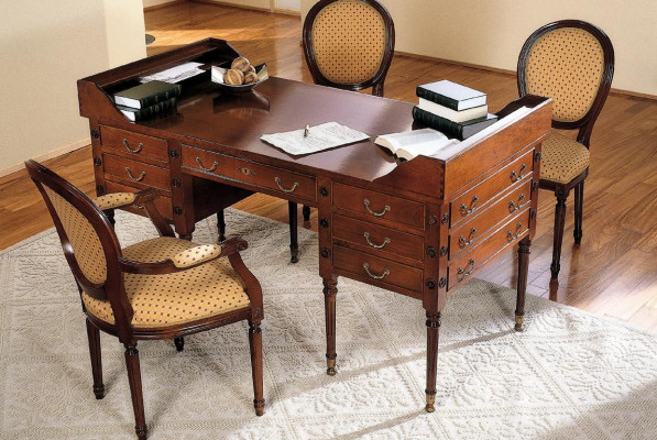 Table with chair, wooden desk, desk with drawers, workstation 2-piece.