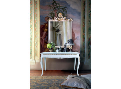 Furniture Style Baroque Console Table Mirror Wood Italian Tables Consoles 2-piece set.