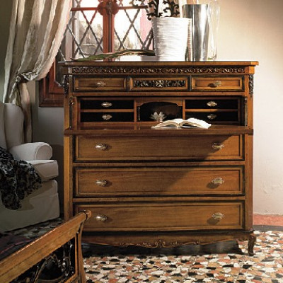 Secretary dresser solid wood bedroom Italian furniture living room brown
