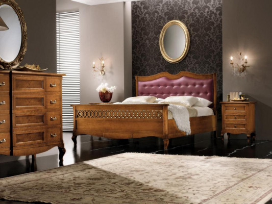 Bedroom bed nightstand double bed upholstered beds set group suite 3-piece.