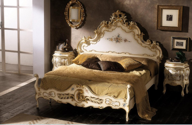 Bedroom white bed wood luxury Vaccari cav giovanni solid wood new