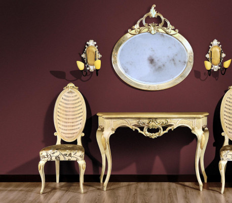 Console table dresser with mirror luxury class furniture set modern style 2-piece. New