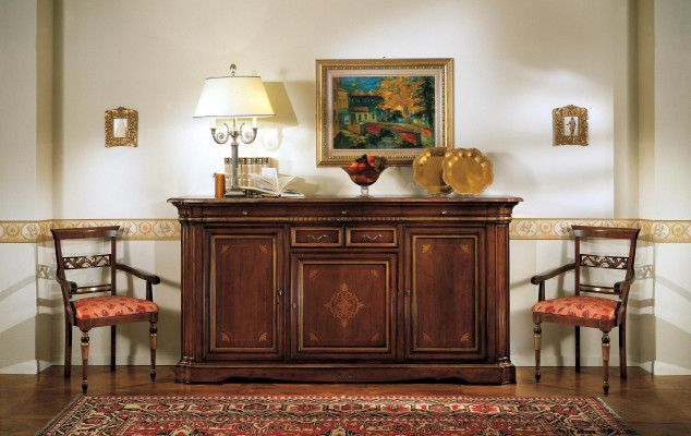 Baroque Style Sideboard Solid Wood Luxury Italian Wood Furniture Dresser