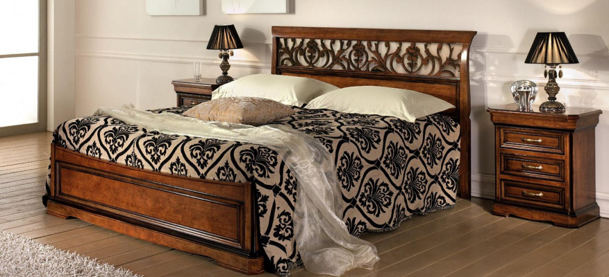 Italian bedroom furniture bed nightstand solid wood bed set 3-pieces