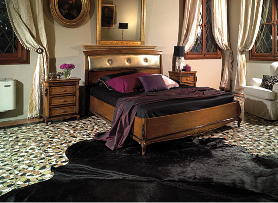 Double bed, beds, bedroom furniture, solid wood, Vaccari cav giovanni bed, new