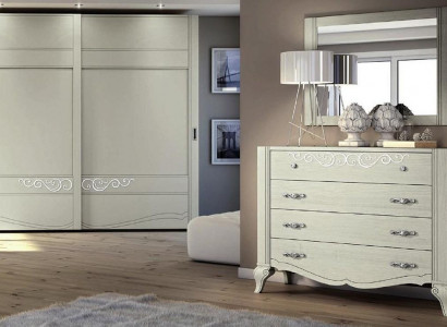 Dresser Mirror Cabinet Dressers Shelf Console Furniture Wooden Cabinet Italy Set 2-piece.