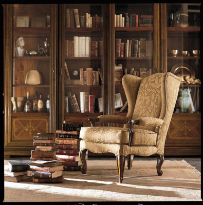 Armchair Library Reading Chair Wingback Armchair Sofa Upholstery Italian Furniture Luxury
