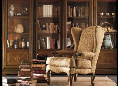 Armchair Library Reading Chair Wingback Armchair Sofa Upholstery Italian Furniture Luxury