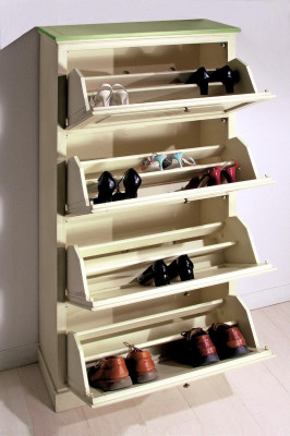 Shoe cabinet 4-compartment dresser solid wood furniture shoe cabinet shoe rack shelf new