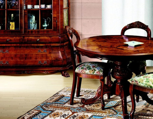 Round dining table, extendable dining table, luxury wood, Italian furniture.