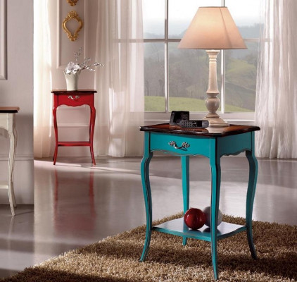 Console Nightstand Bedroom Side Table Modern Design Furniture Wood Azure Blue