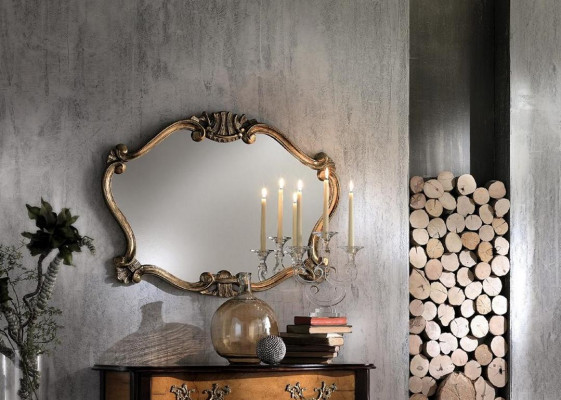 Italian classical designer mirror wall mirror with bronze leaves baroque