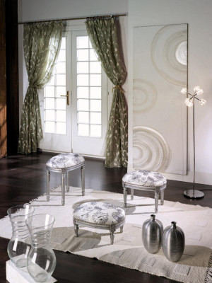Upholstered bench, footstool, ottoman, pouf, living room designer stool
