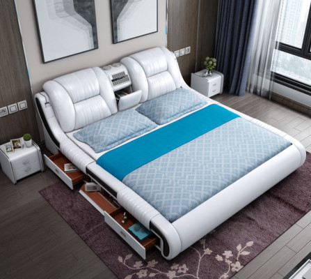 Multifunction Sofa Bed XXL Big Beds Boxes USB Hotel Leather Upholstery Drawers