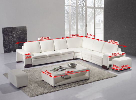 Complete Sofa Set Modern Corner Sofa + Ottoman + Coffee Table
