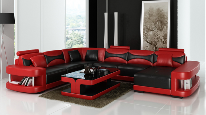 Luxury corner sofa upholstery couch living landscape U-shape - leather sofas