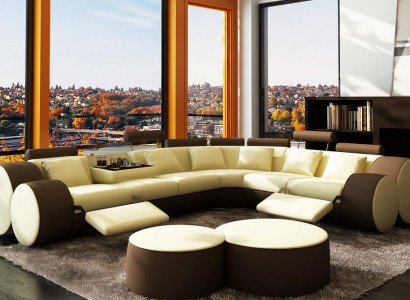 Corner sofa, leather sofa couch - designer sofa set seating upholstery living landscape