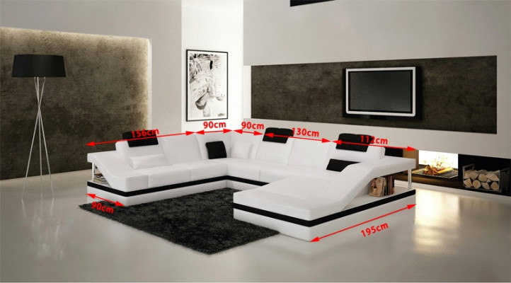 Designer couch U-shaped corner sofa upholstered couch leather suite living landscape new