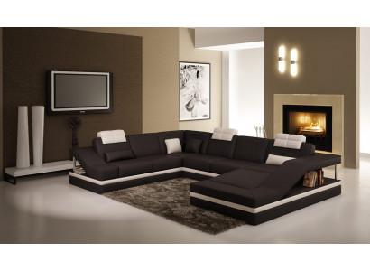 Designer couch U-shaped corner sofa upholstered couch leather suite living landscape new