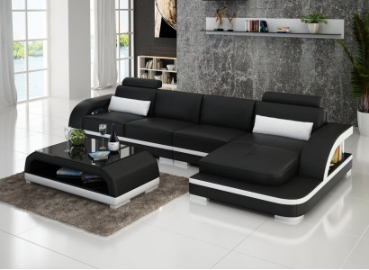 Leather sofa L-shape couch living area corner sofa decor set design modern