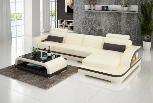 Leather sofa L-shape couch living area corner sofa decor set design modern