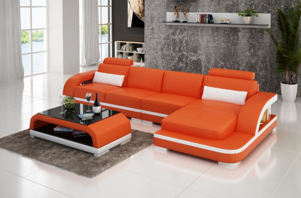 Leather sofa L-shape couch living area corner sofa decor set design modern
