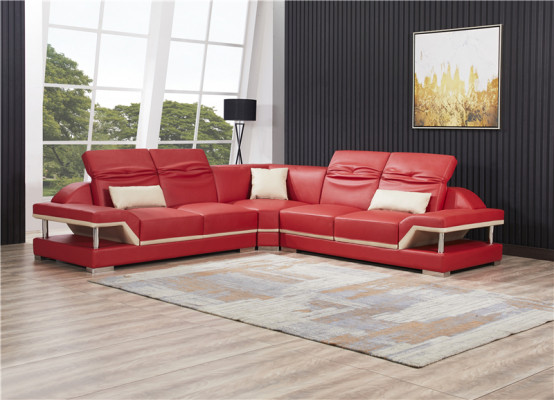 L-shaped leather sectional couch upholstered corner sofa living room