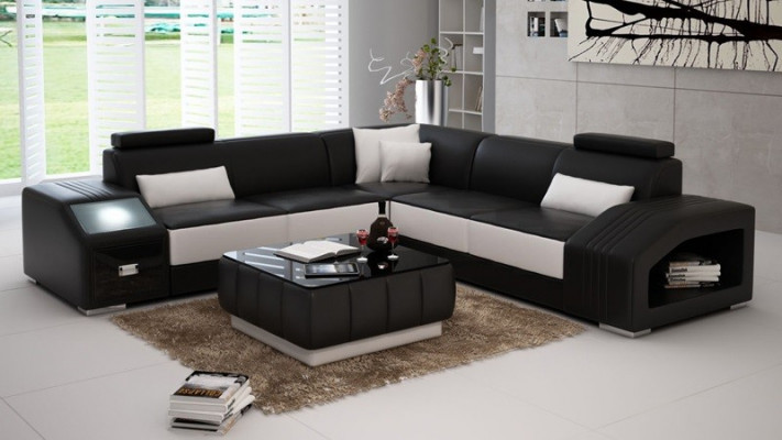 Leather sofa L-shape couch furniture living area corner sofa suite design