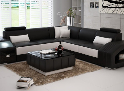 Leather sofa L-shape couch furniture living area corner sofa suite design