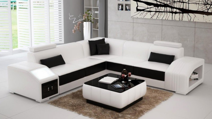 Leather sofa L-shape couch furniture living area corner sofa suite design