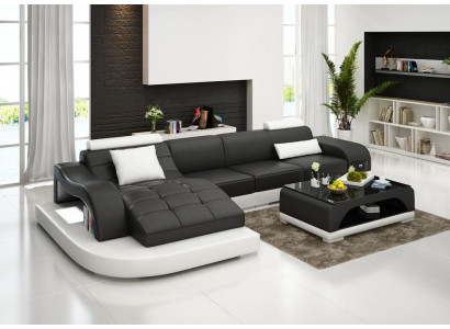 Corner sofa leather sofa couch upholstery corner seating living landscape set L-shape