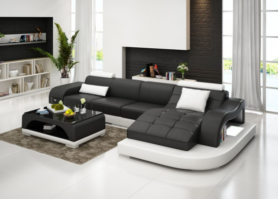 Corner sofa leather sofa couch upholstery corner seating living landscape set L-shape